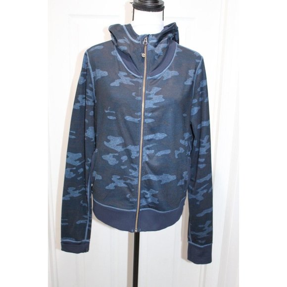 LULULEMON Namaskar Hoodie Jacket Lotus Camo Oil Slick Blue Inkwell Women Size 10 - Picture 1 of 7
